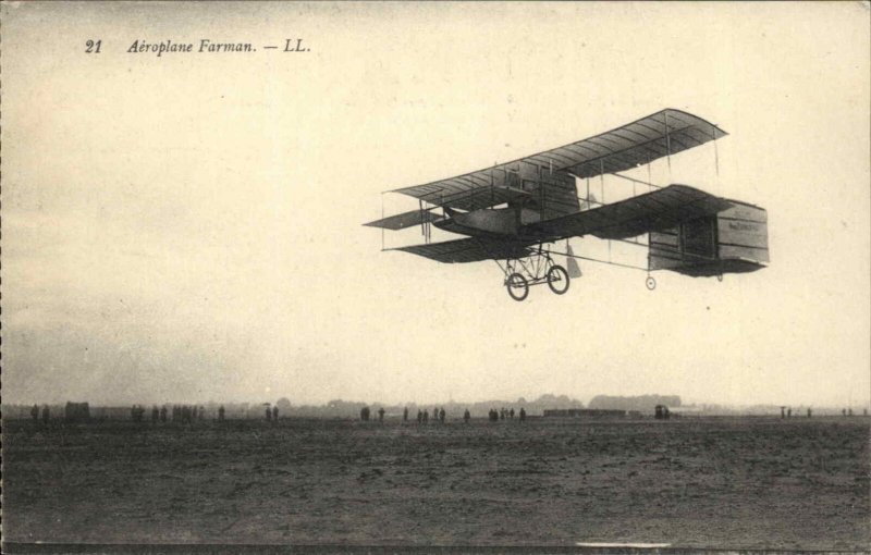 French Aviation Aeroplane Farman c1910 Vintage Postcard