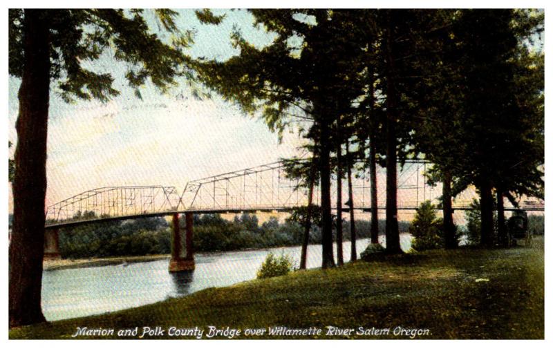 Oregon Salem , Marion and Polk County Bridge over Willamette River