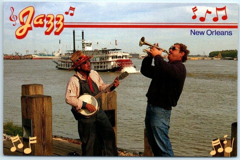 Postcard - Jazz Musicians On The River - New Orleans, Louisiana