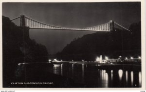 RP: CLIFTON Suspension Bridge , UK , 1930s ; At Night