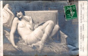 RPPC Art Guillaume Seignac - Indolence - Nude woman in chair