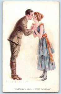 Archie Gunn Artist Signed Postcard Couple Romance Parting Is Such Sweet Sorrow