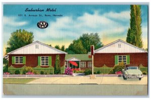 c1940's Suburban Motel & Restaurant Cabin Classic Cars Reno Nevada NV Postcard