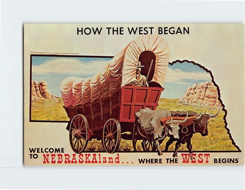 Postcard How The West Began, Nebraska