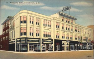 Fayetteville North Carolina NC Lafayette Hotel Linen Vintage Postcard