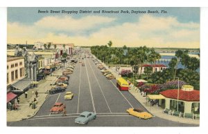 FL - Daytona Beach. Beach Street Shopping & Riverfront Park ca 1953