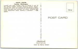 c1960s Tukwila, WA South Center Mall Shopping Center Birds Eye Postcard Vtg A133