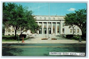 c1950's Hammond City Hall Building Stairs Entrance Roadside Indiana IN Postcard