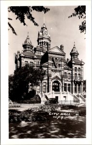 RPPC Winnipeg City Hall with V For Victory Sign WWII MB Vintage Postcard V59