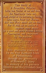 Plaque in Christ Church Cemetery Philadelphia, Pennsylvania PA s 