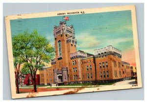 Vintage 1943's Postcard US Army Armory Building Rochester New York