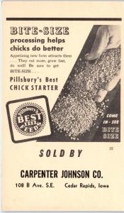 CEDAR RAPIDS, IA Iowa   AD for Pillsbury's CHICK STARTER c1940s Farm Ad Postcard