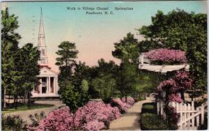 PINEHURST, NC North Carolina    VILLAGE CHAPEL  1949  Handcolored  Postcard