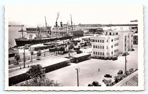 RPPC DAKAR, SENEGAL ~ Birdseye View THE PORT Ships 1954 Postcard