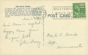 Boston Massachusetts  State House 1947 Linen Postcard