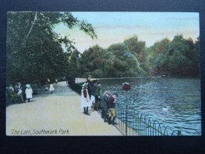 London Parks THE LAKE, SOUTHWARK PARK - Old Postcard by J.W.B. 307