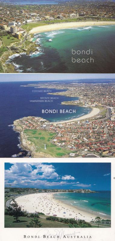 Bondi Beach incl Map 3x Australian Postcard s