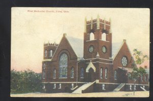 TULSA OKLAHOMA FIRST METHODIST CHURCH SPARKS OKLA CANCEL 1908 POSTCARD