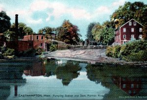 Easthampton MA Dam Pumping Station Manhan River Postcard Massachusetts