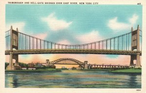 Vintage Postcard Triborough And Hell Gate Bridges Over East River New York City