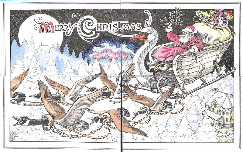 Flying Rabbit Merry Christmas by Charles Hazard Installment 4 Postcards