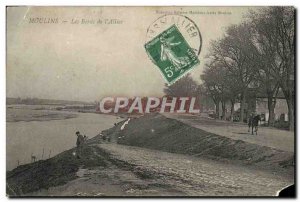 Old Postcard The Banks of Moulins & # 39Allier