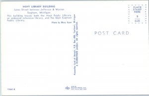 Hoyt Library Building Sawinaw Michigan Postcard