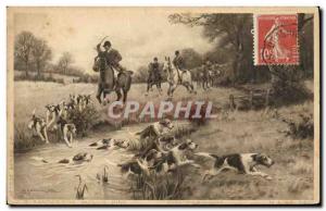 Old Postcard Hunting hounds has Dogs Dog