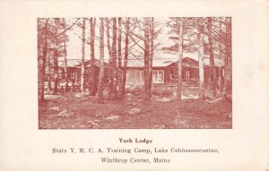 Winthrop, Maine YORK LODGE Lake Cobbosseecontee YMCA Camp 1925 Vintage Postcard 