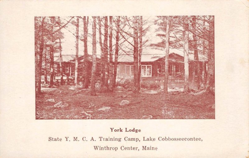 Winthrop, Maine YORK LODGE Lake Cobbosseecontee YMCA Camp 1925 Vintage Postcard 