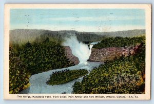 Fort William Ontario Canada Postcard The Gorge Kakabeka Falls Twin Cities 1938