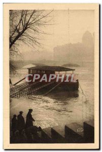 Old Postcard Paris View Of The Seine Fishing Fisherman During The Crue