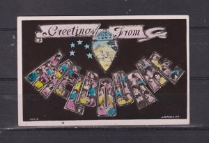 VICTORIA, M.E.L.B.O.U.R.N.E lettered c1910 ppc. each letter Young Women, unused.