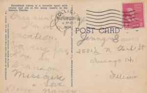 Woman On Horseback Linen Postcard Vintage Postmarked