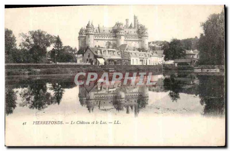 Postcard Old Chateau Pierrefonds and Lac
