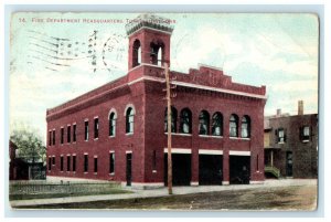 1909 Fire Department Headquarters Torrington Connecticut CT Antique Postcard 