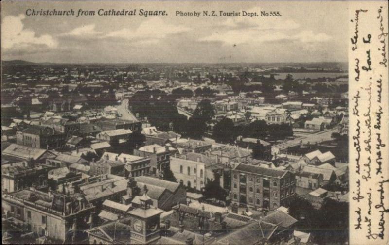 Christchurch New Zealand From Cathedral Square c1910 Postcard