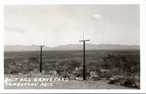 RPPC Postcard AZ Cochise County Tombstone Outlaws Boothill Graveyard 1940s K44