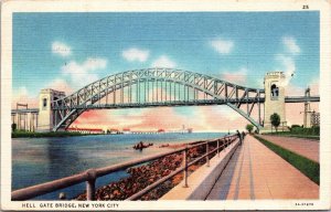 VINTAGE POSTCARD HELL GATE BRIDGE OVER EAST RIVER AT NEW YORK CITY MAILED 1936