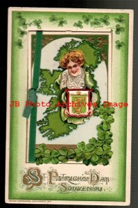 St Patrick's Day, Winsch 1912, Booklet, Woman & Ireland Coat of Arms, Glenveigh