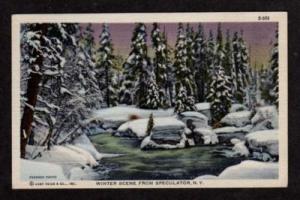 NY Winter Snow SPECULATOR NEW YORK Postcard Linen PC