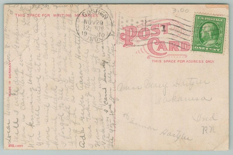 Goshen Indiana~Elkhart County Court House~c1910 Postcard