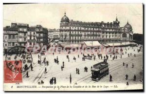 Postcard Old Montpellier Perspective Of The Place De La Comedie and De La Rue...