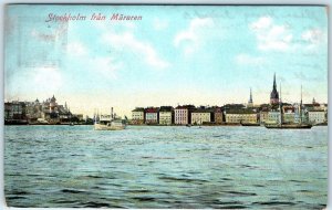 c1910s Stockholm, Sweden Mararen Panorama Harbor Ships Churches Steamboats A343