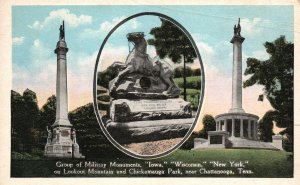 Vintage Postcard Group Of Military Monuments Chickamauga Park Chattanooga TN