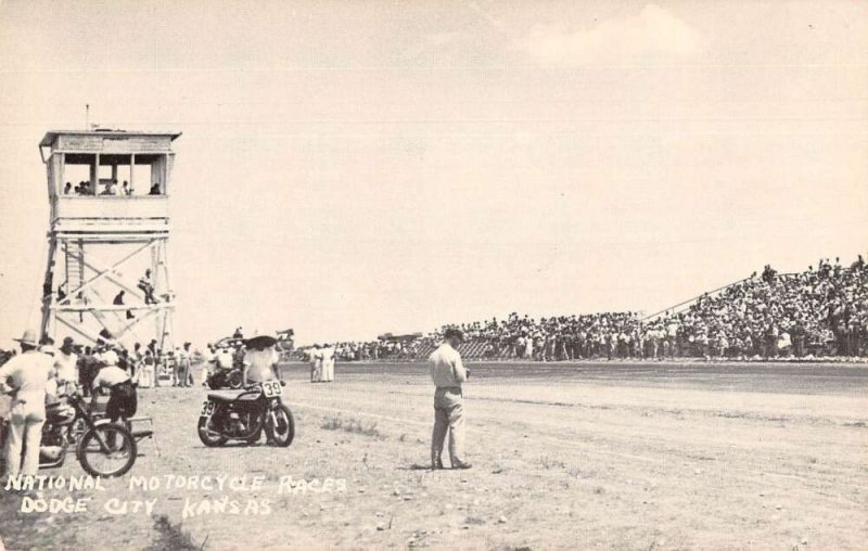 Dodge City Kansas National Motorcycle Races Real Photo Vintage Postcard AA27613