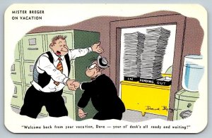 Vintage Saucy Cartoon Humor Postcard - Mister Breger On Vacation