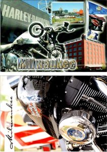 2~4X6 Postcards WI Milwaukee HARLEY DAVIDSON MOTORCYCLE CO HQ & IRON HORSE HOTEL