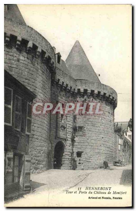 Old Postcard Hennebont Tower and Porte de Montfort Chateau
