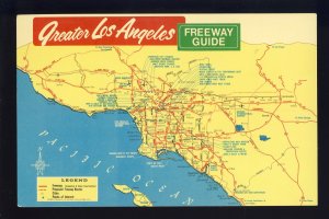 Los Angeles. California/CA Postcard, Greater LA Freeway Road Guide Map